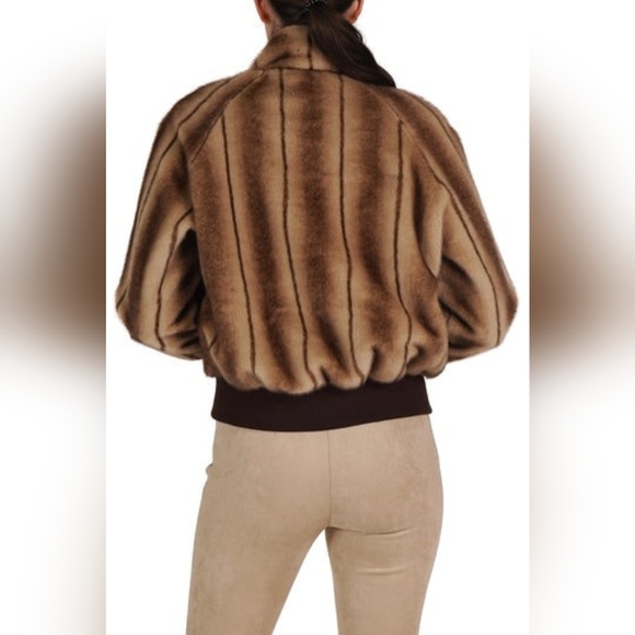 Love Token Bomber Jacket Faux Fur Coat - Picture 3 of 5